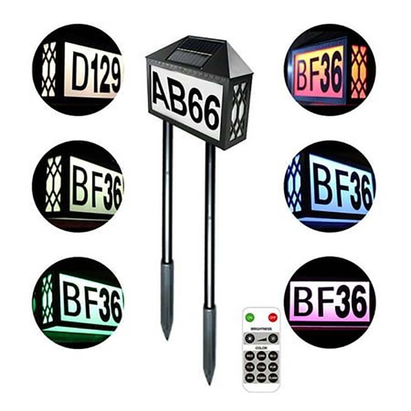 Outdoor Number Light Solar for Houses Mailbox, Patio Wall-Mounted or Floor-Plugged Address Plaques Signs Lighted Stake Light