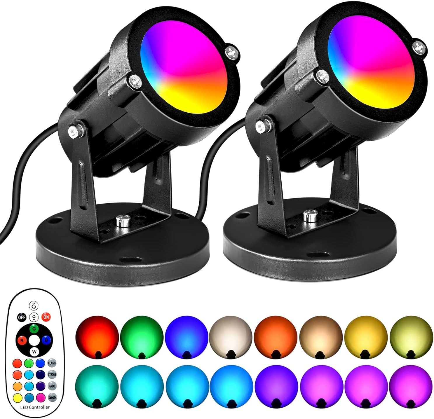 RGB Low Voltage Color Changing Landscape Lights Remote Control Waterproof LED Landscape Lighting for Yard Garden Pathway Holiday