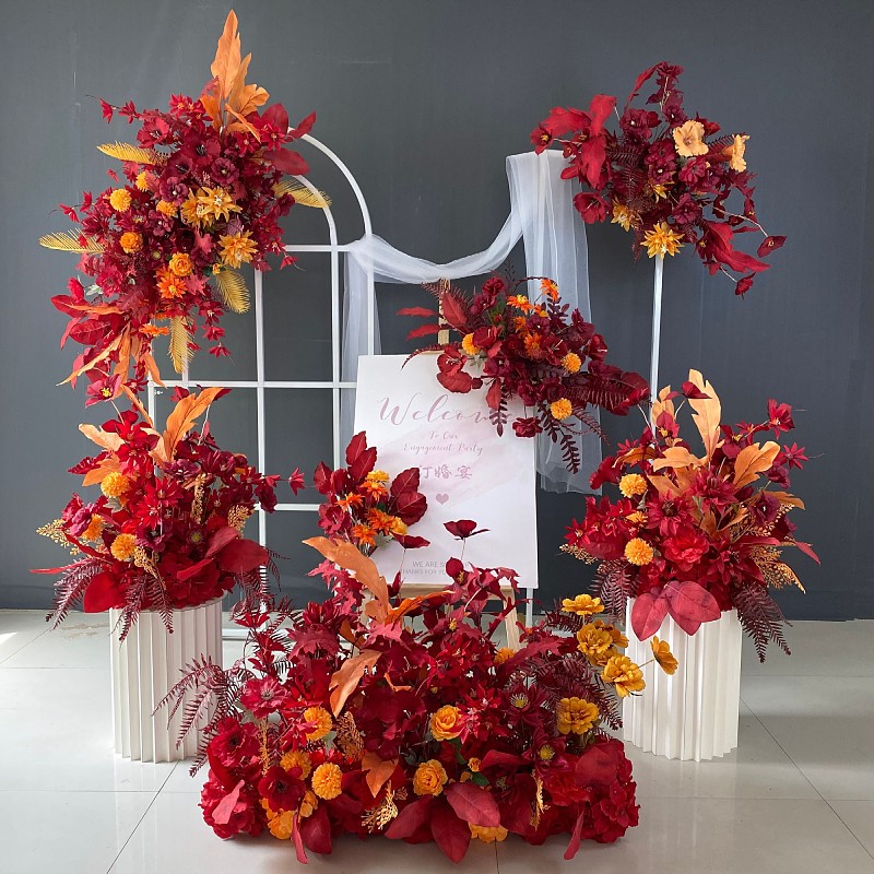 New Wedding Flowers Arrangement Red Silk Simulated Flowers Valentine's Day New Year Road Guide Accent Decoration