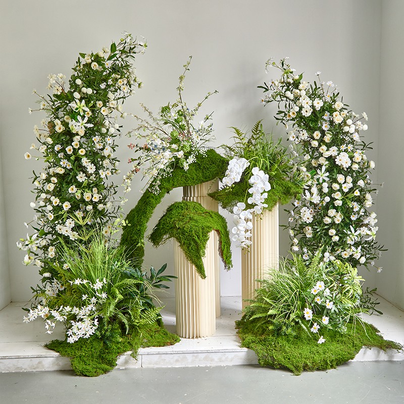Wedding Flower Runner Silk Flower Row Table Arrangements Greenery Runner