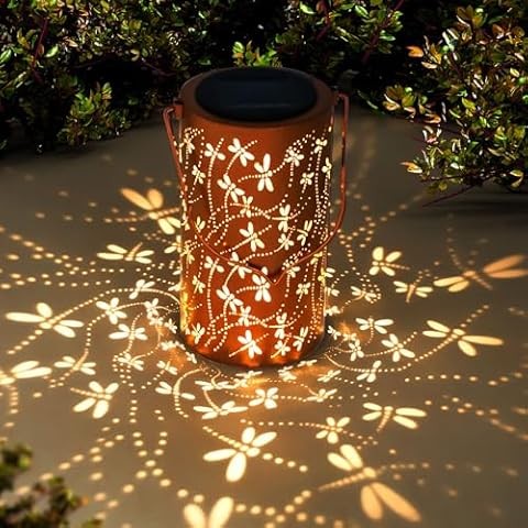 Solar Garden Light Portable Iron Lantern Solar Hollowed Hummingbird Out Lights