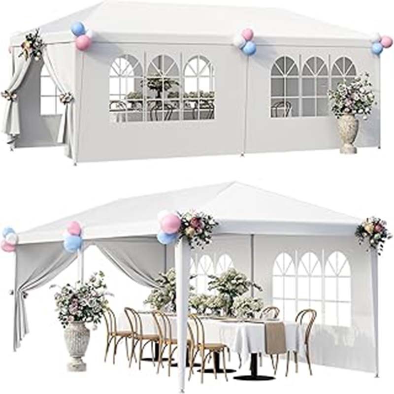 10x20 Party Tent Heavy Duty, 10x20 Canopy with Removable Sidewalls & 4 Built-in Sandbag, Commercial Wedding Large Tent, UV 50+, Waterproof, White