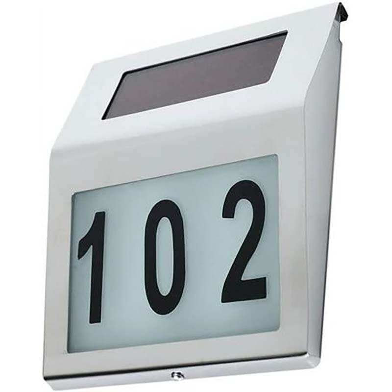 LED Solar Address Sign House Number Illuminated Solar Address Plaque Street Outside Garden Driveway Solar Door Number with Light
