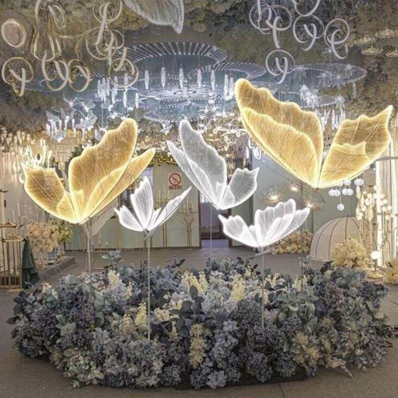 Butterfly Wedding Stage Decor Light Creative Romantic Lace Butterflies Floor LED Lamp for Wedding Party Event Walkway Road Load