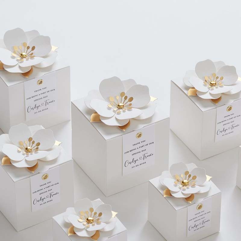 Favor Boxes With Flower Decor for Wedding, Bridal Party, Baptism, Birthday and Anniversary