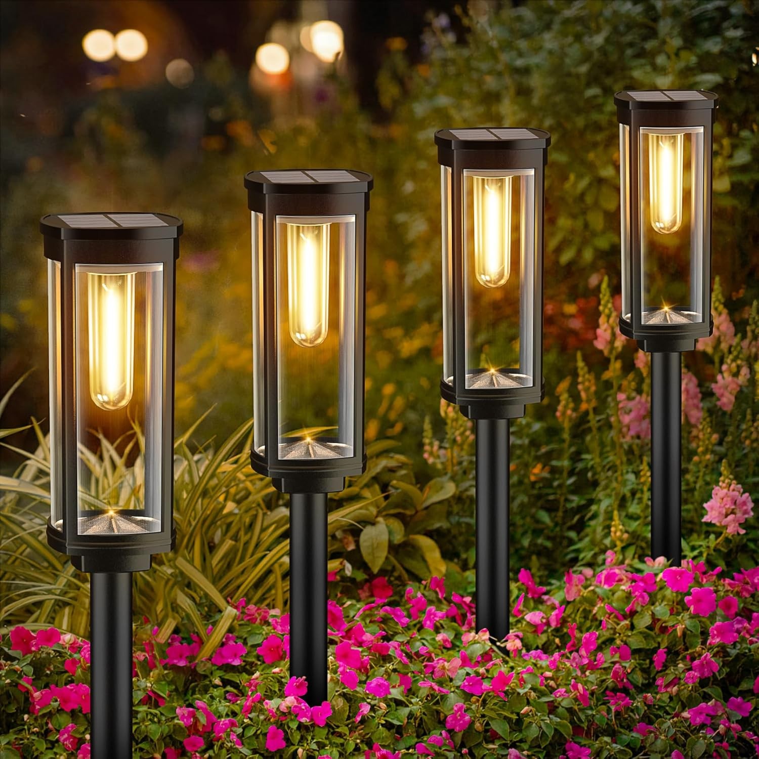 Outdoor tungsten bulb solar garden lights for lawn patio yard walkway