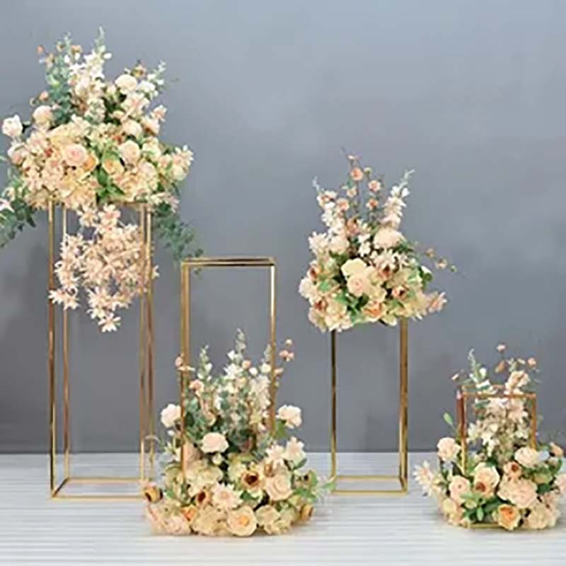 NEW Wedding Flower Vase Metal Column Flower Stand Rectangular Vases Stand Prop Detachable Road Lead Flower Rack for Party