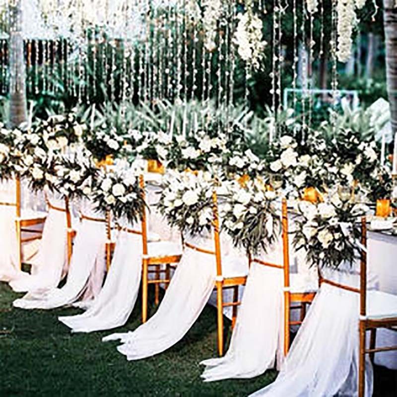 high-density organza wedding background gauze wedding chair back gauze ceiling cloud top gauze sign-in table