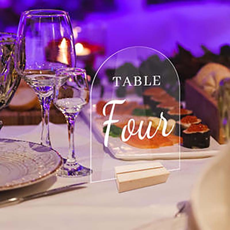 Arch Wedding Table Numbers with Wooden Stands Holders, 5x7" Acrylic Signs and Holders, Perfect for Centerpiece, Reception, Decoration, Party, Anniversary, Event