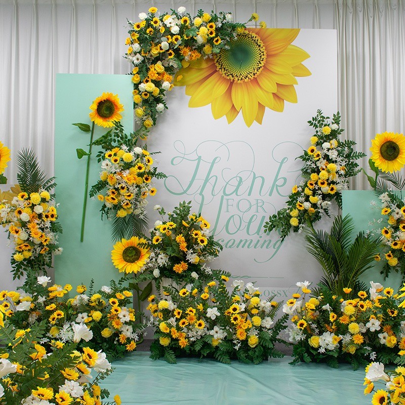Wedding Table Centerpiece Flower Decoration Road Lead Artificial Silk Sunflower Flower Row
